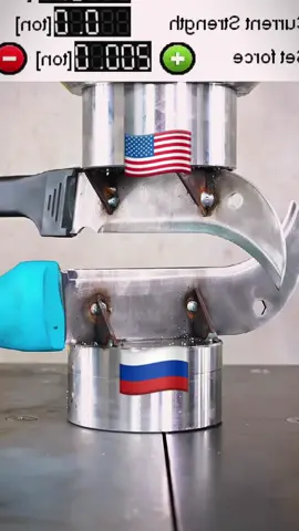 Testing the hardness of American and Russian knives #viralvideotiktok #asmrvideo #fypシ゚viral #usa🇺🇸 #ASMR #hydraulicpress #satisfying #california #texas #losangeles #hydraulic #comfortable #relaxingvideos #havefun #fyp #relax #trend #asmrsounds #russia #knives 