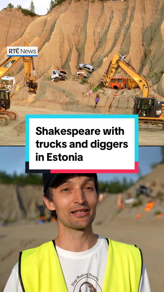 🎭It’s Shakespeare... but not as we know it.🤔 An Estonian theatre production company has found a novel way to make their production of Romeo and Juliet stand out - by using trucks and diggers in an old quarry, instead of actors on the stage. #shakespeare #romeoandjuliet #estonia #tallinn #truck