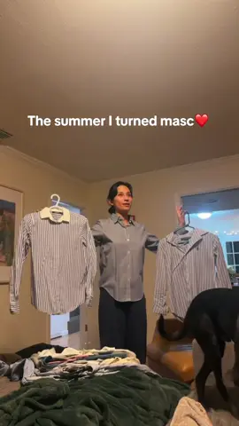 guys I need help cleaning my closet out I really think I need 3 blue striped button down shirts #thesummeriturnedpretty #tsitp #masc #wlw #softmasc #tomboyfemme 