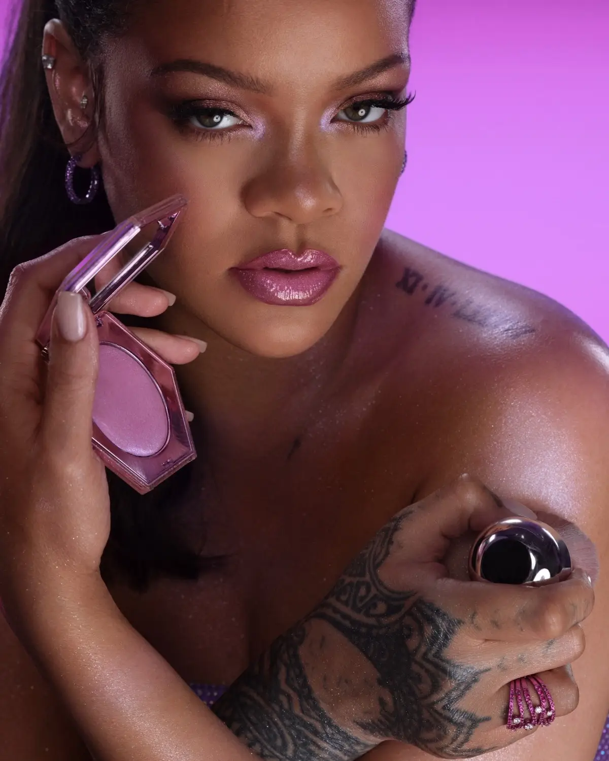 Every Fenty girl needs her diamonds 💎 Drip yourself out in the Diamond Bomb sparkle you know & love like @Rihanna 🫶🏽🫶🏿🫶🏻 Coat lips, face, eyes + body in NEW, exclusive shades + formats of the bestselling, glittering shimmer in universal shades for all skin tones ✨ Available exclusively at @Ulta Beauty 🪩