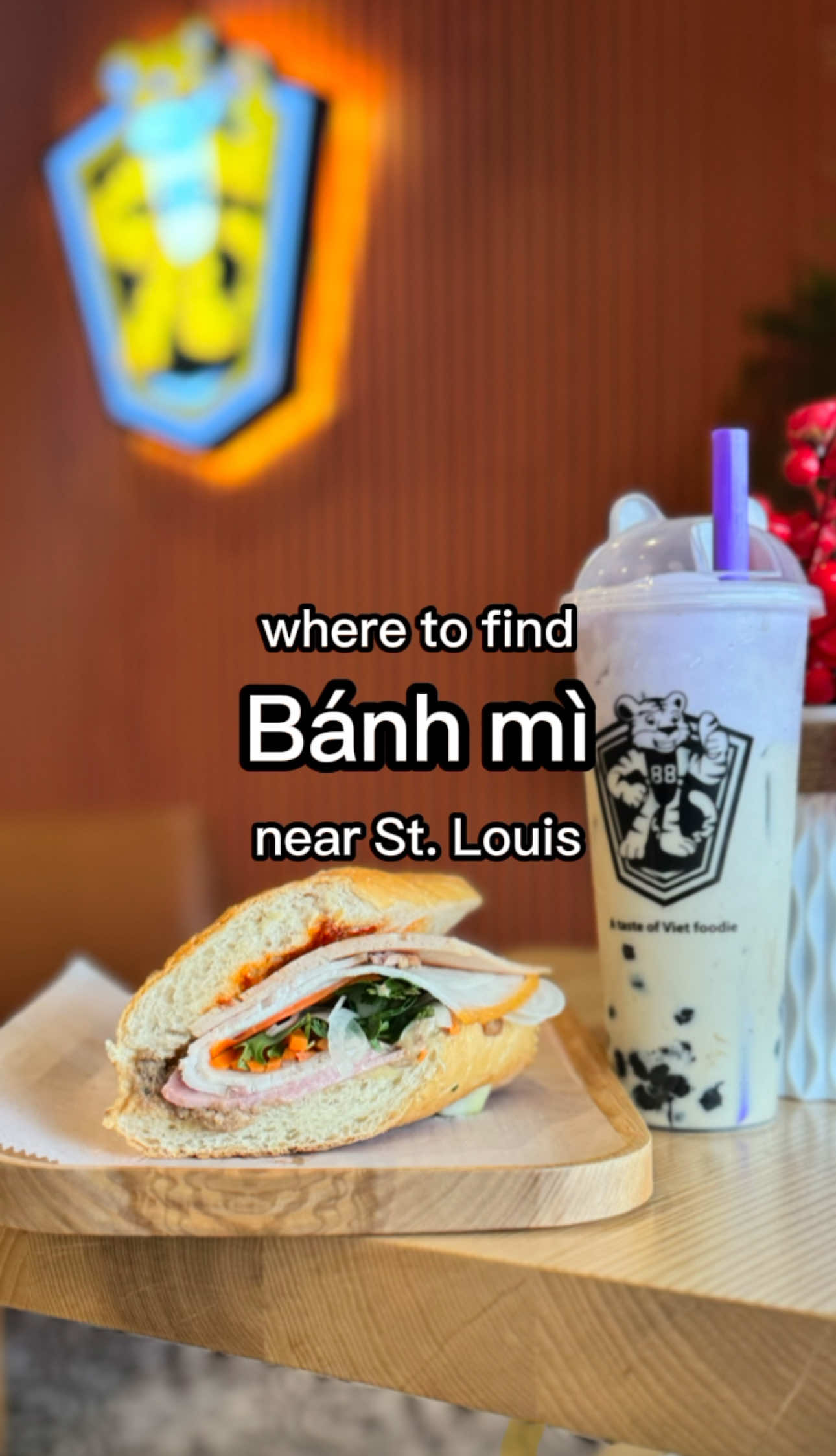 Tiger 88 Banhmi & Boba in Des Peres makes the Vietnamese Banh Mi sandwich the ✨main character✨ with multiple freshly-assembled options to choose from and lots of side character energy like boba drinks, smoothies, sugarcane juice buckets and more. Tiger 88 is relatively new, having opened last year in Des Peres MO, so you can be one of the first to visit and experience the ambience that this cozy and cute cafe has to offer. I would highly recommend a girls date to try the Cold Cut Special and Grilled Lemongrass Beef banh mi, with an Ube Cream Oolong Milk Tea or a huge sugarcane juice bucket (so interesting, you have to try).  Pro tip: don’t forget to try a Vietnamese coin waffle during your visit! They come filled with chocolate, or cheese etc. 📍Tiger 88 BanhMi & Boba, 12055 Manchester Rd, Des Peres MO 63131  STL Vietnamese Food | St. Louis Restaurants | STL foodies | Date ideas in STL | Bubble tea cafe in St. Louis, Missouri #banhmi #stl #stlouis #stlfood #vietnamesefood #fyp #RestaurantReview 