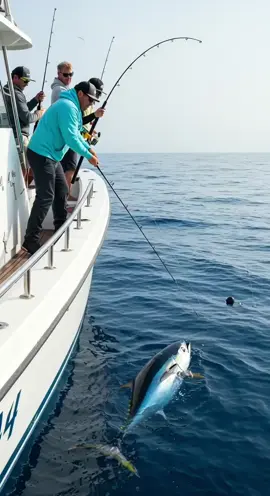 He Hooked a Tuna… and Got Hooked In! #tunafishingfail #fishermanfallsoverboard #caughtbyafish #tunastrength #epicfishingfail