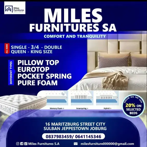 New season, New month and absolutely New Deals at Miles Furnitures SA.Grab yourself a quality bed of your choice ranging from our choice of budget to high-end quality.Shop Now.