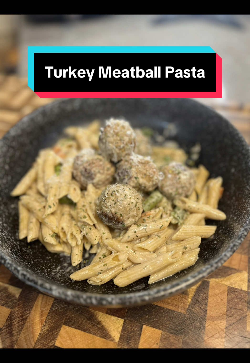 Turkey Meatball Pasta! Ingredients: Frozen Turkey Meatballs - 2 bags Pene Pasta - 1lb Onion - 1 Chicken Broth - 1c Half & Half - 2c Salt Pepper Smoked Paprika  Dried Chives  Frozen Veggies - 2c Dried Parsley Parmesan  Directions: 1. Add the meatballs to a large skillet over medium-high heat. Cook for 5mins making sure to move them around occasionally.  2. Pour in one cup of chicken broth, one diced onion and the half & half. Season to your taste with salt, pepper, smoked paprika and dried chives.  3. Add to the oven at 350 for 20mins to fill heat the meatballs. Reserve some of the pasta water before draining.  4. Once the meatballs are done add the frozen veggies and cooked pasta. Pour in some of the pasta water to help thicken the sauce. Lastly add some dried parsley and fresh Parmesan. Enjoy!  #turkeymeatballs #pasta #onepanmeal #healthyrecipes #EasyRecipe #food #cooking