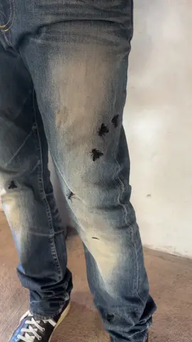 These jeans are covered in bugs. Available now at Symmetry.phx #undercover #juntakahashi #fyp