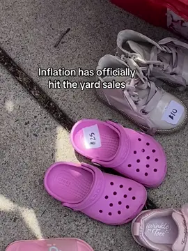 Yes those are used toddler crocs for $25 #yardsale #yardsalefinds #thrifting #haul #fyp #toddlermom #crocs 