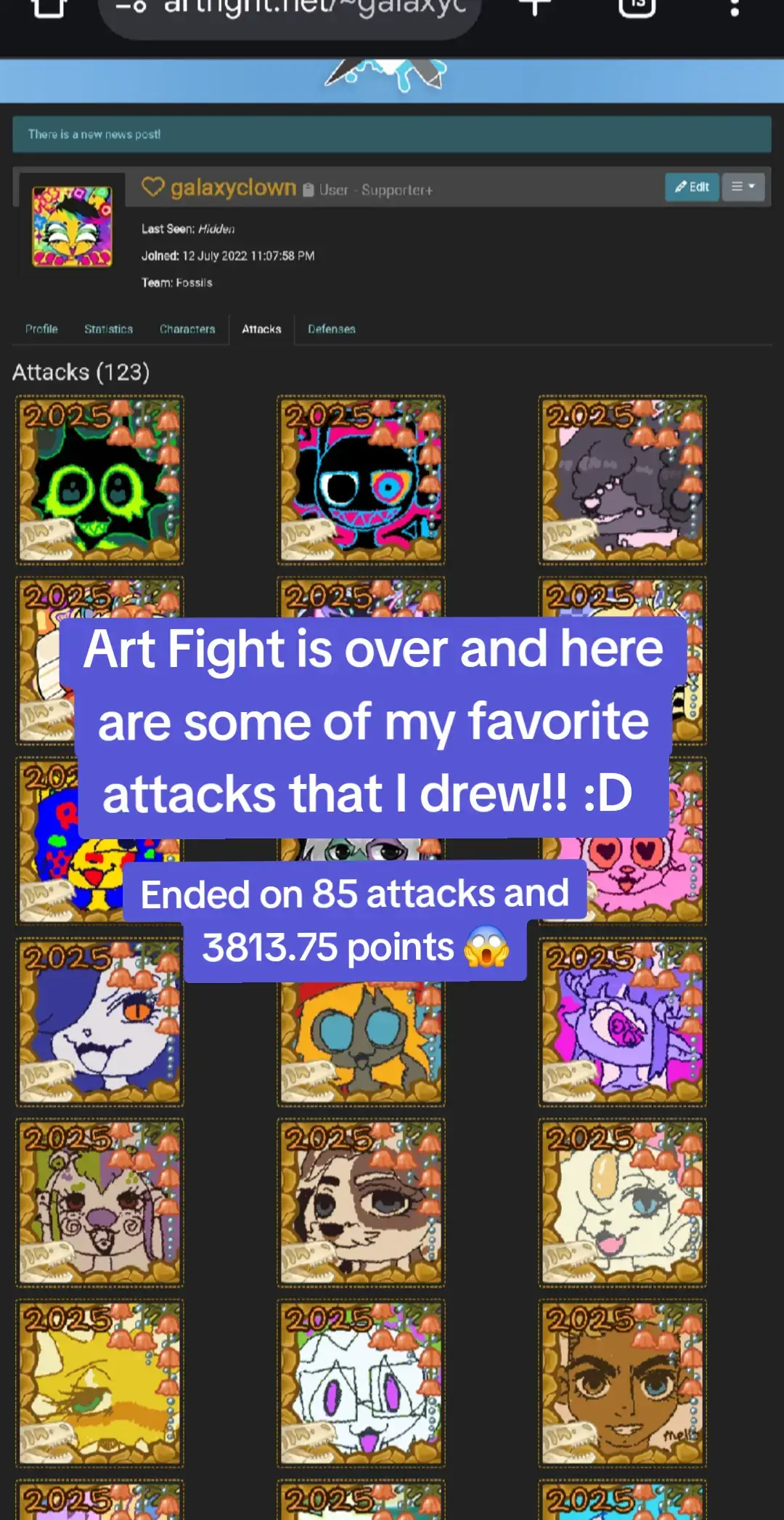 My absolute favorite attacks! Gonna write down everyone's users in the comments. #artfight #artfight2025 #teamfossils #digitalart #furry #furryart 