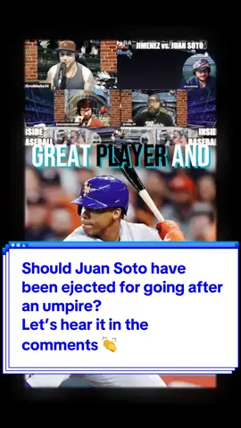 Does Juan Soto look immature going after an umpire over missed balls and strikes calls or should the umpires be held more responsible for getting the calls right? Here on Joba & The Mouth, Errol & Joba DEBATE Juan Soto’s most recent ejection against the Padres and who was more in the wrong for their actions! Mets fans! Baseball fans! What are your thoughts? Let’s hear it in the comments! 👏 Enjoy this take from Joba and the Mouth, comment your thoughts, and follow our page for more great sports takes! Subscribe & follow to all our socials - linktr.ee/jobaandthemouth #metsfans #lgm #juansoto22 #mlbbtiktok #baseballtok #fyp #trendingvideo