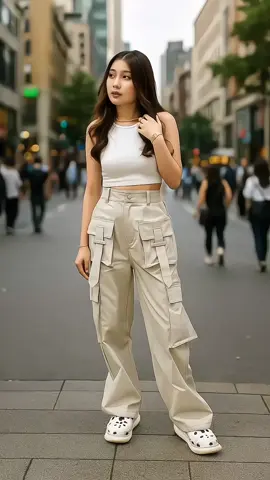 HypeGirls Yura Cargo Pants Highwaist Celana Cargo Kulot. #celanacargo #celanapants #celanawanita #celanakulot 