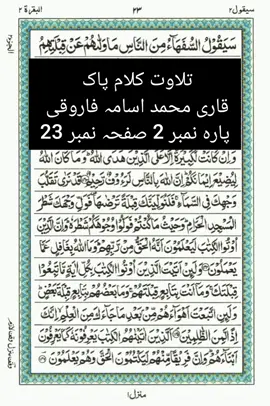 تلاوت کلام پاک  قاری محمد اسامہ فاروقی  پارہ نمبر 2 صفحہ نمبر 23#tik_tok 