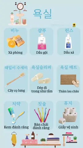 Từ vựng tiếng Hàn một số đồ dùng phòng tắm 🛀🛁🪥🧼 #1998 #duhocsinhhanquoc #tienghansocap1 #korean #sachhoctienghan #한국어공부 #hoctienghan 