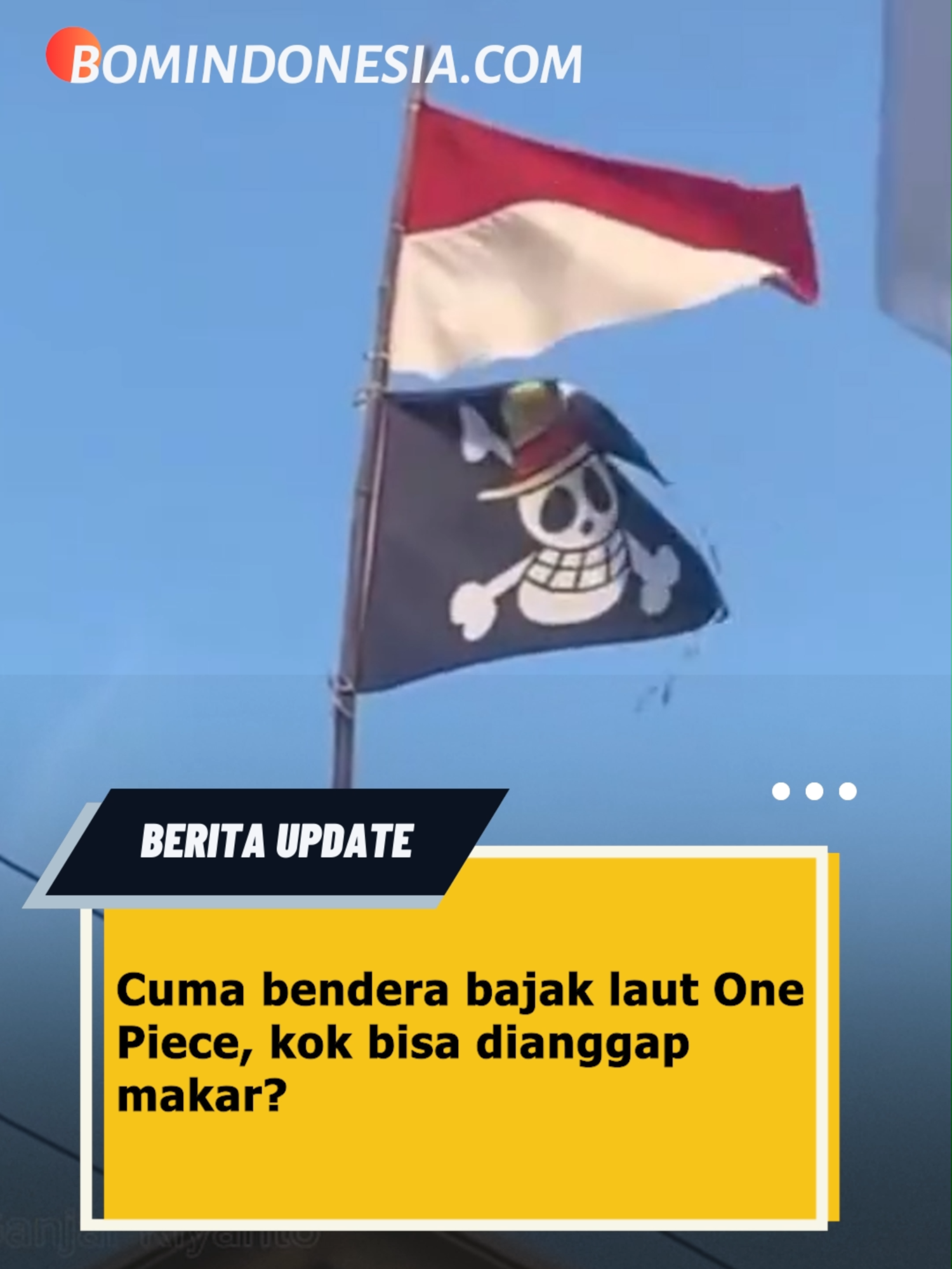 Pengibaran bendera Jolly Roger One Piece bikin heboh se-Indonesia. Dibilang provokatif, makar, bahkan dianggap ngerendahin merah putih. Padahal, buat para fans, itu cuma bentuk ekspresi dan cinta pada cerita perjuangan fiksi. Lucunya… simbol fiksi bisa dianggap ancaman, tapi gimana dengan realita rakyat yang terabaikan? Ekspresi rakyat harusnya dirangkul, bukan dicurigai. 💬 Kalian di tim yang mana? 📌 Merah Putih tetap sakral, tapi ekspresi juga punya ruang. #BenderaOnePiece #EkspresiBukanMakar #OnePieceIndonesia #BomIndonesia #KebebasanBerpendapat #MediaSosial #OpiniRakyat #JollyRogerBukanAncaman #MerahPutihHargaMati #BicaraRakyat