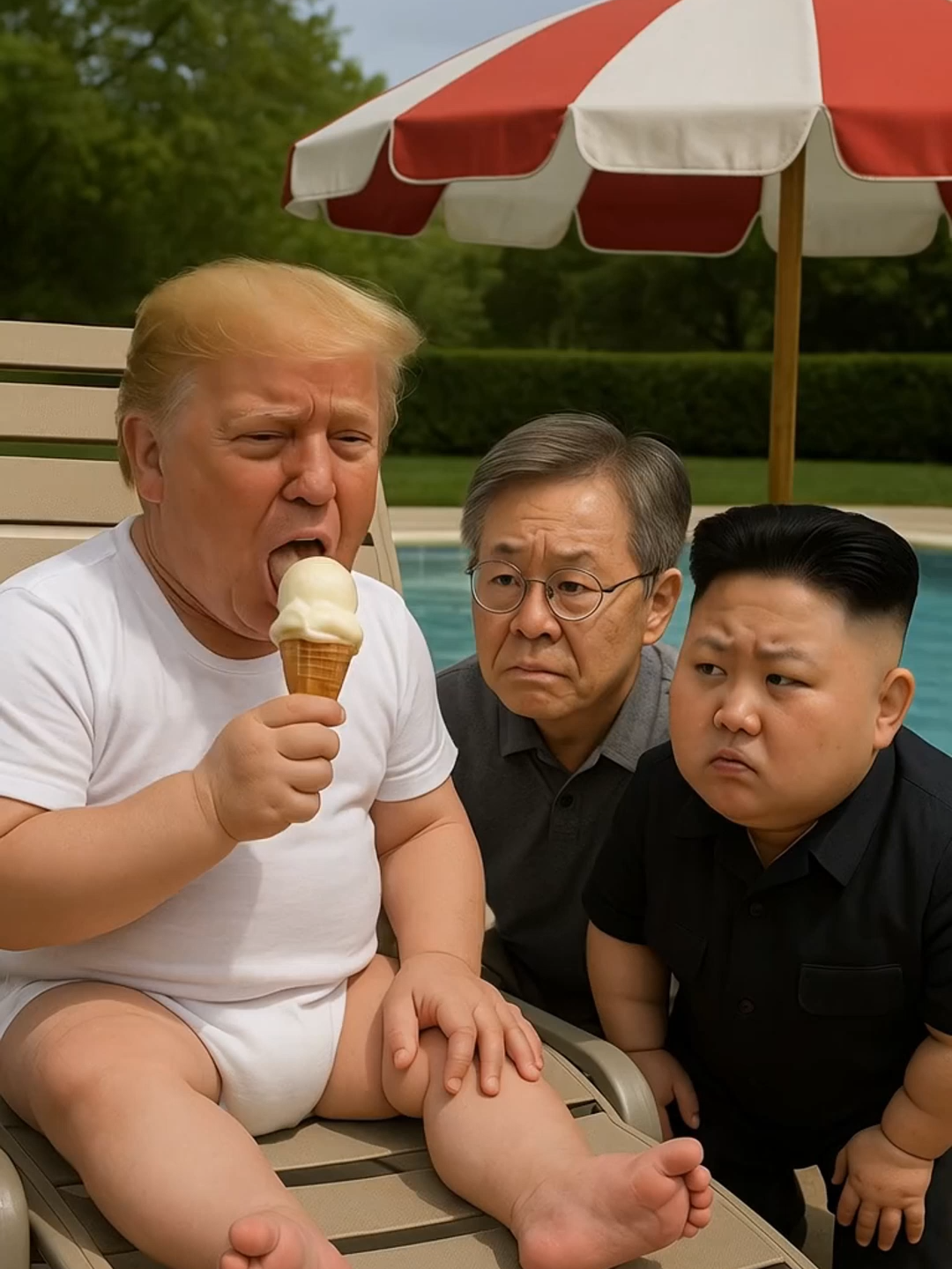 “아기 트럼프의 아이스크림 비극 🍦💦”