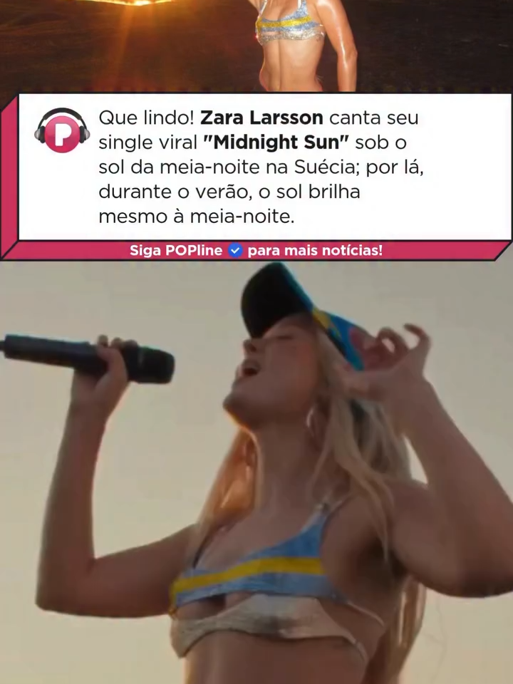 A música “Midnight Sun” se traduz como “Sol da Meia-Noite”, e não é um surto, tá? Isso existe mesmo! Lá na Suécia, e em vários países próximos aos círculos polares, o sol continua brilhando mesmo tarde da noite. Legal, né? Zara Larsson aproveitou o fenômeno e cantou em frente ao sol tardio de seu país. Ficou lindo! É isso: pop, ciência e geografia juntos!