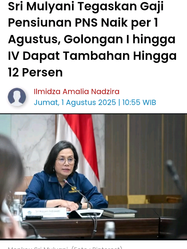 TUNJANGAN PENSIUNAN NAIK PER AGUSTUS 2025!!! . . #pensiunan #tunjangan #srimulyani #indonesia #indonesia🇮🇩 #pns #asn 