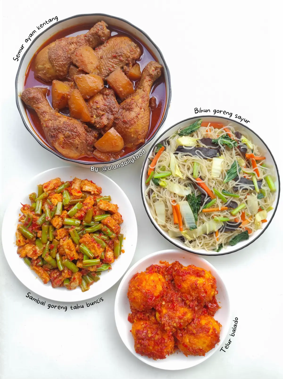 Geser foto untuk lihat resepnya 👉🏻👉🏻 Set menu yang super nikmat banget🤤 • Semur ayam & kentang • Telur balado • Sambal goreng buncis tahu • Bihun goreng sayur Menu ini juga cocok jadi isian nasi kotak atau dimasak saat ada acara di rumah 😉 #idemenuharian #idemenu #menusimpel #menusimple #menurumahan #menuhariini #Resepsimple #reseprumahan #idemenuhariini #isipiringku #idemakan #menumakansiang #semurayam #semurayamkentang #bihungoreng #telurbalado #sambalgoreng