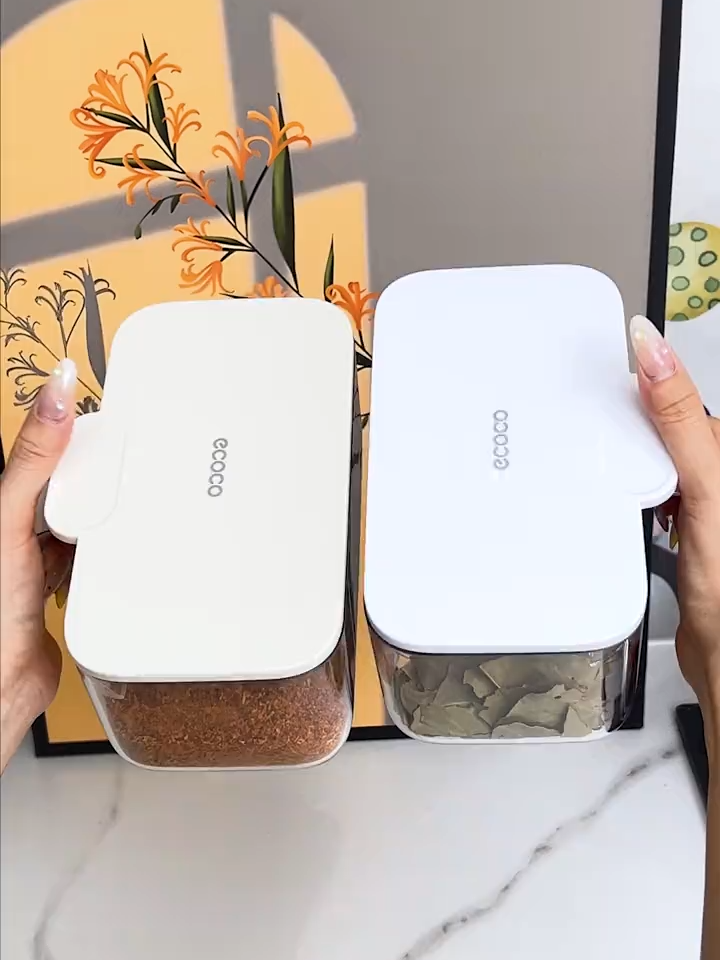 Hộp đựng gia vị 4 ngăn ECOCO thế hệ mới nắp kín chống ẩm mốc, côn trùng, tặng kèm thìa thông minh, dễ dàng vệ sinh 25128 #hopdunggiavi #hopgiavi#ecoco