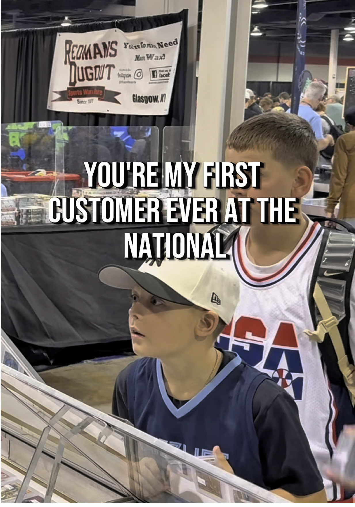 SETTING THE TONE FOR THE NATIONAL! And couldn’t have gone to a more deserving kiddo. With @brent_watson57 at the @nsccshow. . My Thoughts: I typically always start every show with a fun deal, it’s just how I like to do it. It sets the tone and mood for the rest of the day, and if I’m going to be stuck working somewhere, better believe I’ll try to make it fun. Two minutes into the show and already down $140, but hey, I’d do it again in a heartbeat. . Shoutout to @ultraprointl @ebay and @arenaclub for partnering with me on this years @nsccshow. It’s because of these partners, that I’m able to take hits on my cards without bankrupting myself the first day. 😂 So go show them some love. . Powered by @ultraprointl  . #sportscards