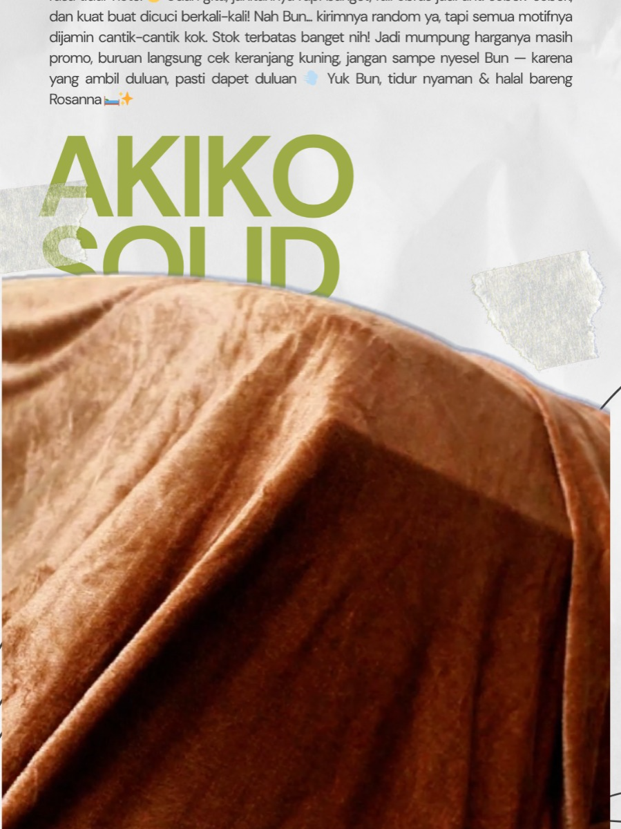 Bukan cuma warnanya yang solid, kelembutannya juga solid banget! 💯 Rasakan sendiri kemewahan bahan dari Selimut Akiko Solid. Tebal, super plush, dan hangat. Investasi terbaik untuk tidur nyenyak dan kamar yang lebih estetik. Mumpung lagi ada #PromoGuncang88, ini saat yang tepat buat punya selimut kualitas premium. Klik keranjang kuning! 👇 #GajianSale #PromoGuncang88 #SelimutMewah #KualitasPremium #Akiko #PeralatanTidur #Homedecor #fyp