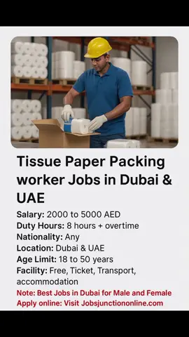 tissue paper packing helper job in Dubai UAE for male and female  #DubaiJobs #jobindubai #GulfJobs #dubaicareer #JobsInDubai #uaejobs2025 #DubaiJobs2025 