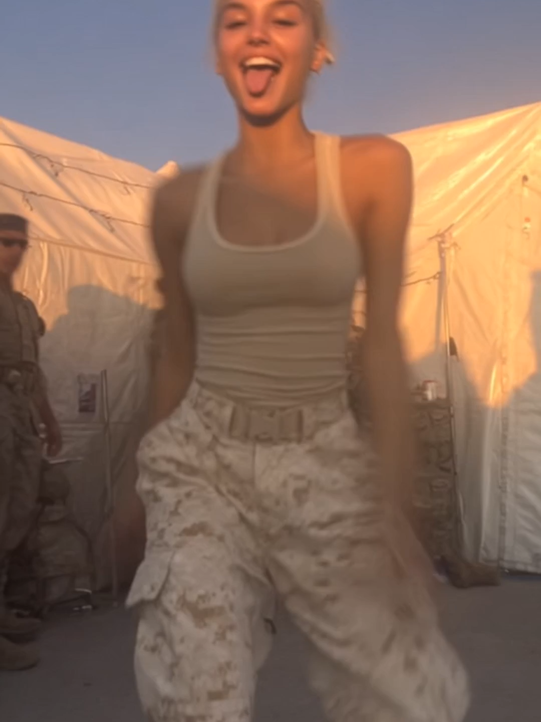 Double trouble in uniform 🔥🪖 #fitgirl #musclesquad #strongsisters #femaleflex #militarymuscle #camopower #aestheticphysique #girlpower #aivideo #sunsetstrength