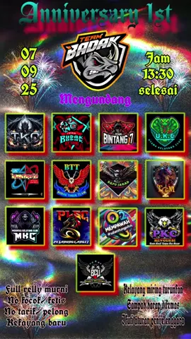 DALAM RANGKA ULTAH @teambadak_official KE 1ST KAMI MENGUNDANG TEAM