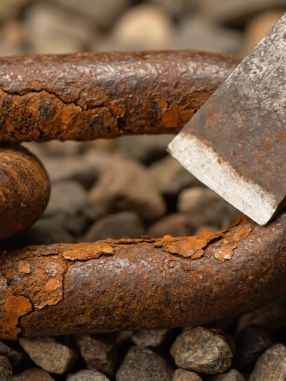 rusted iron chain link #ToolRestoration #RustCleaning #MetalCleaning #ASMR #ASMR #ScrapingASMR #SatisfyingSounds #BeforeAndAfter #ChiselPeelSatisfying #RustyElectronics #ai #foryou #fyp 