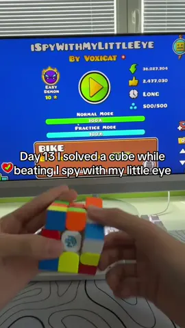 I solved a cube while beating I spy with my little eye
