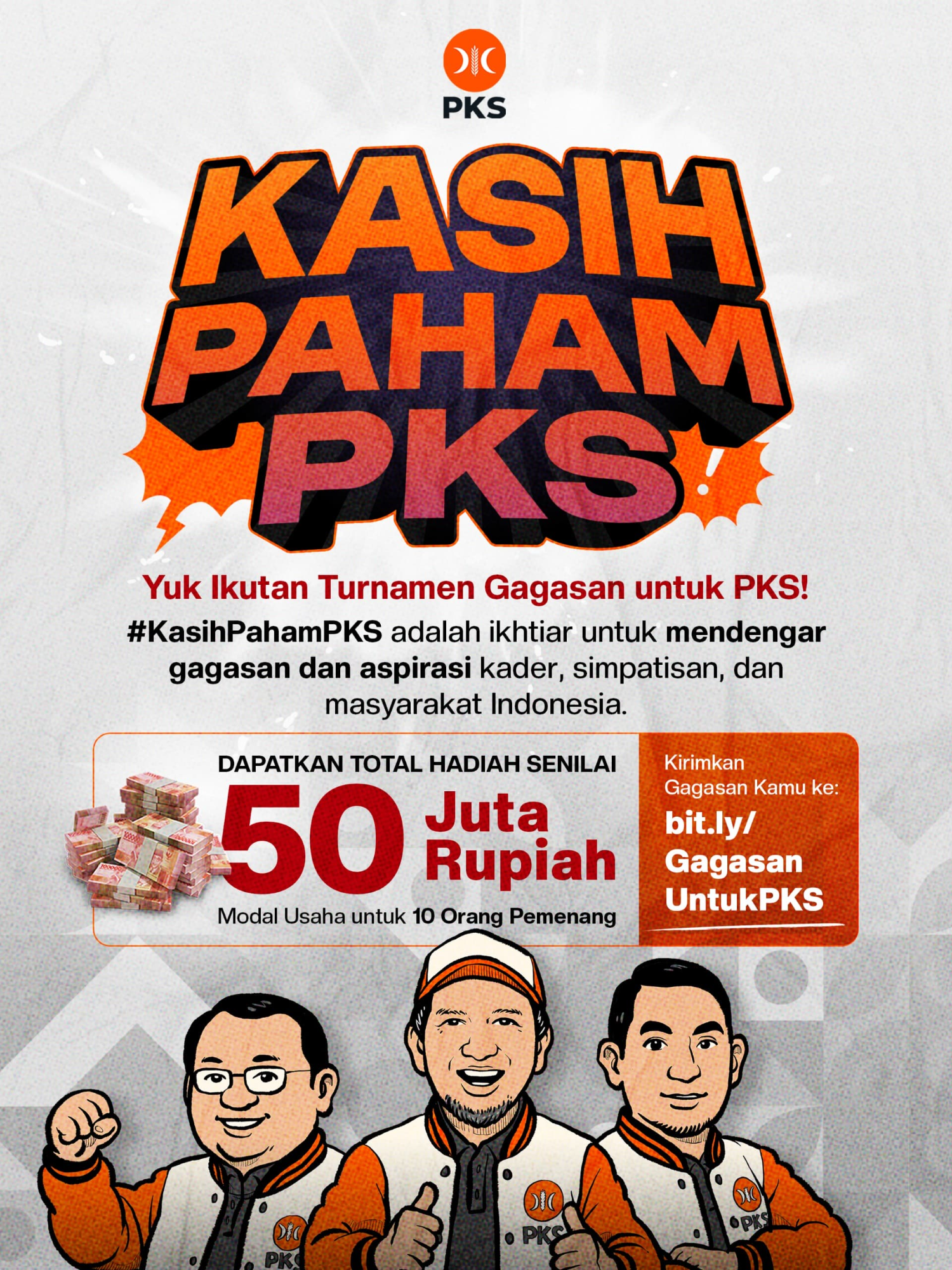 Yuk Ikutan Kasih Gagasan, Saran, Kritik Buat PKS. Caranya kamu tinggal Kirimkan gagasan kamu melalui link berikut ini: >>> bit.ly/GagasanUntukPKS