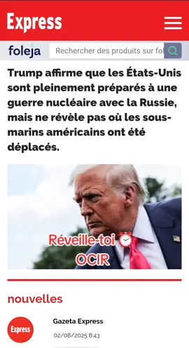 Trump affirme que les USA sont prêts à une guerre nucléaire avec la Russie, sans dévoiler la position de leurs sous-marins. #Trump #GuerreNucléaire #USA #Russie #BreakingNews