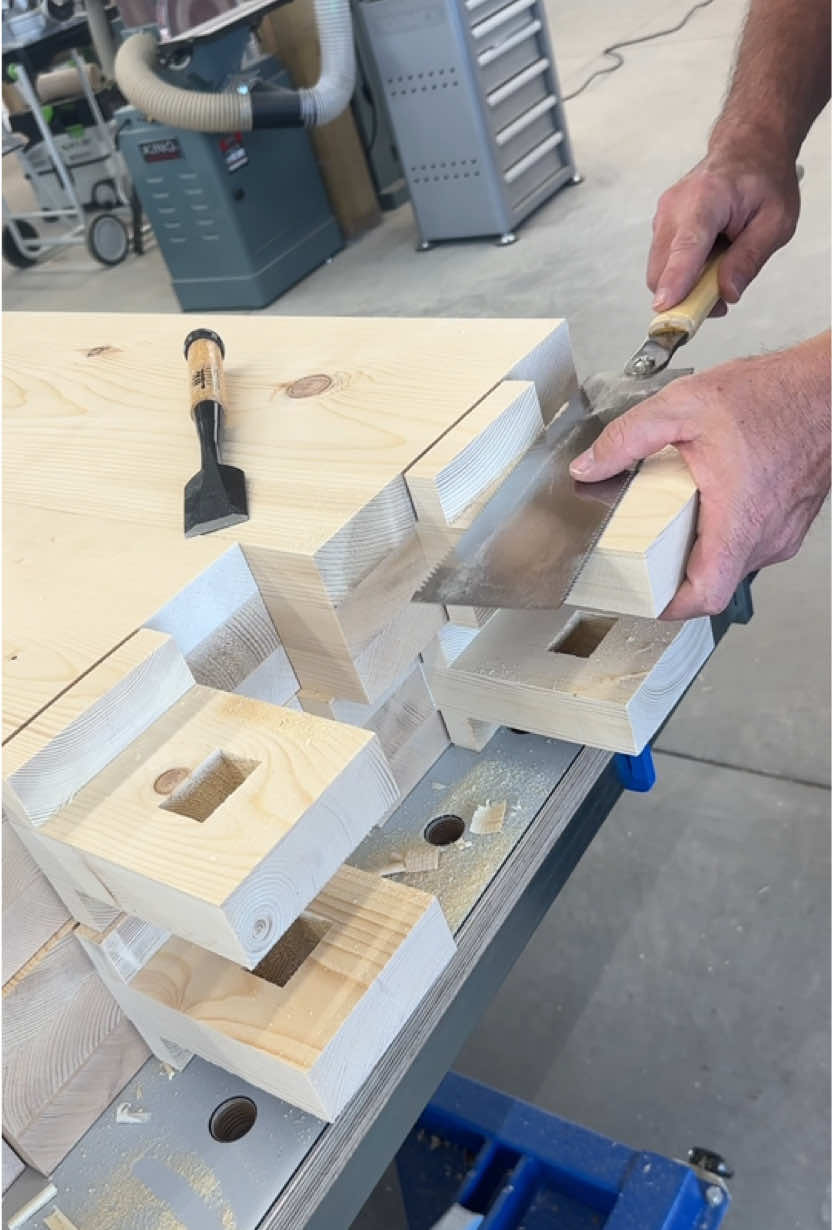 Trimming off the last section of these tenons with the @suizan_japan saw and chisel