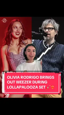 Olivia Rodrigo brought out the legendary alternative rock band Weezer during her Lollapalooza set in Chicago for a performance of “Buddy Holly” and “Say It Ain’t So” 🎸❤️‍🔥 [🎥: @Lollapalooza USA]
