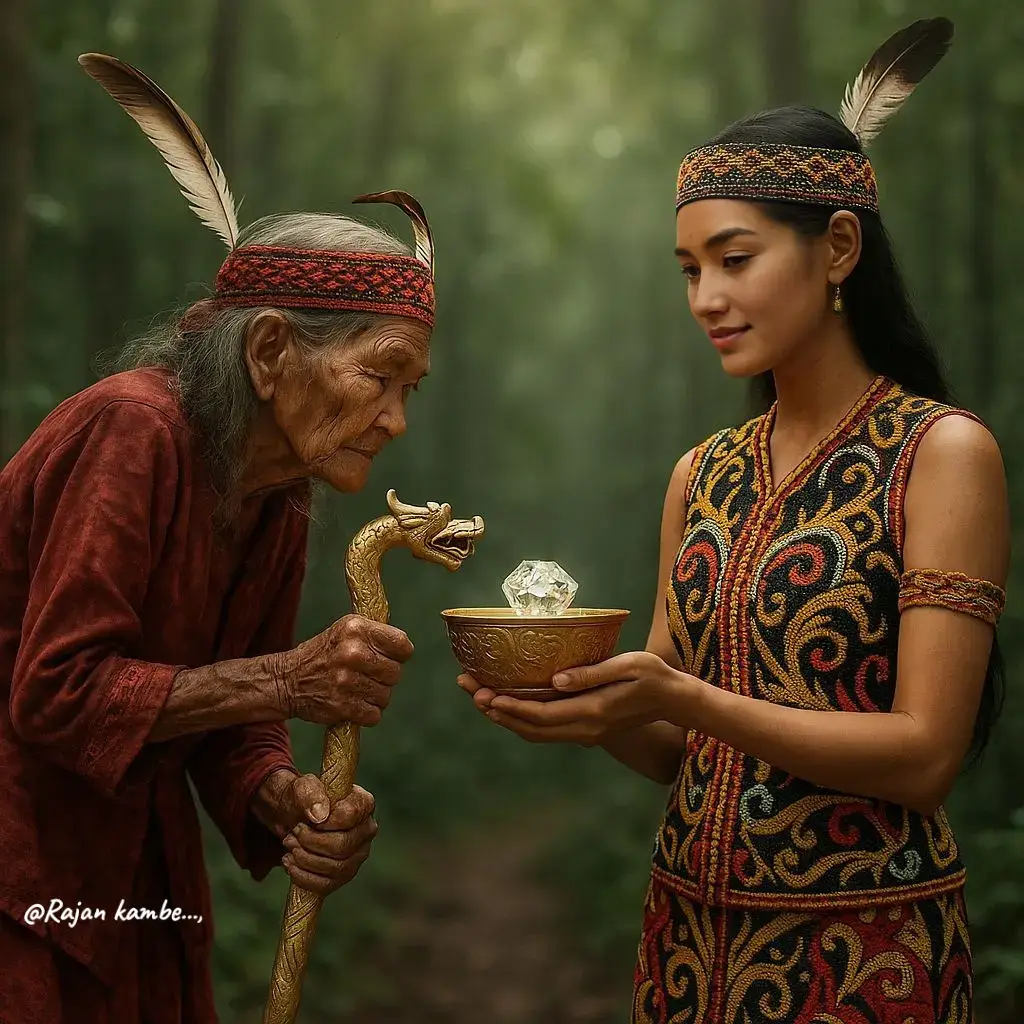 Di hening hutan yang tua dan dalam, melangkah pelan sosok renta berselimut malam. Kulitnya keriput bagai akar yang menua, matanya cahaya dari zaman yang terlupa. Bukan manusia dari dunia biasa, ia penunggu antara nyata dan rahasia. Tongkatnya berukir naga berjaga, di tangannya waktu, di langkahnya doa. Ia mendekat tanpa suara, dengan mangkuk emas dan batu cahaya. Bukan harta bagi yang tamak memuja, melainkan berkah bagi jiwa yang rela. “Ini,” katanya lirih, “bukan milik siapa yang meminta, tapi untukmu yang berjalan tanpa mengiba, yang hatinya bening sejuk seperti telaga.” Batu itu bukan sekadar kilau, tapi warisan roh dan restu leluhur jauh. Hanya yang murni akan tahu nilainya, hanya yang tulus bisa menjaganya. Lalu ia menghilang dalam kabut pagi, tinggal legenda di ujung sunyi. Tentang Indu Sangumang si renta abadi, yang memberi hanya pada hati yang sejati. #puisidayak #dayakngajukalteng #uuddanum #borneo #indonesia #fypage #fyp 