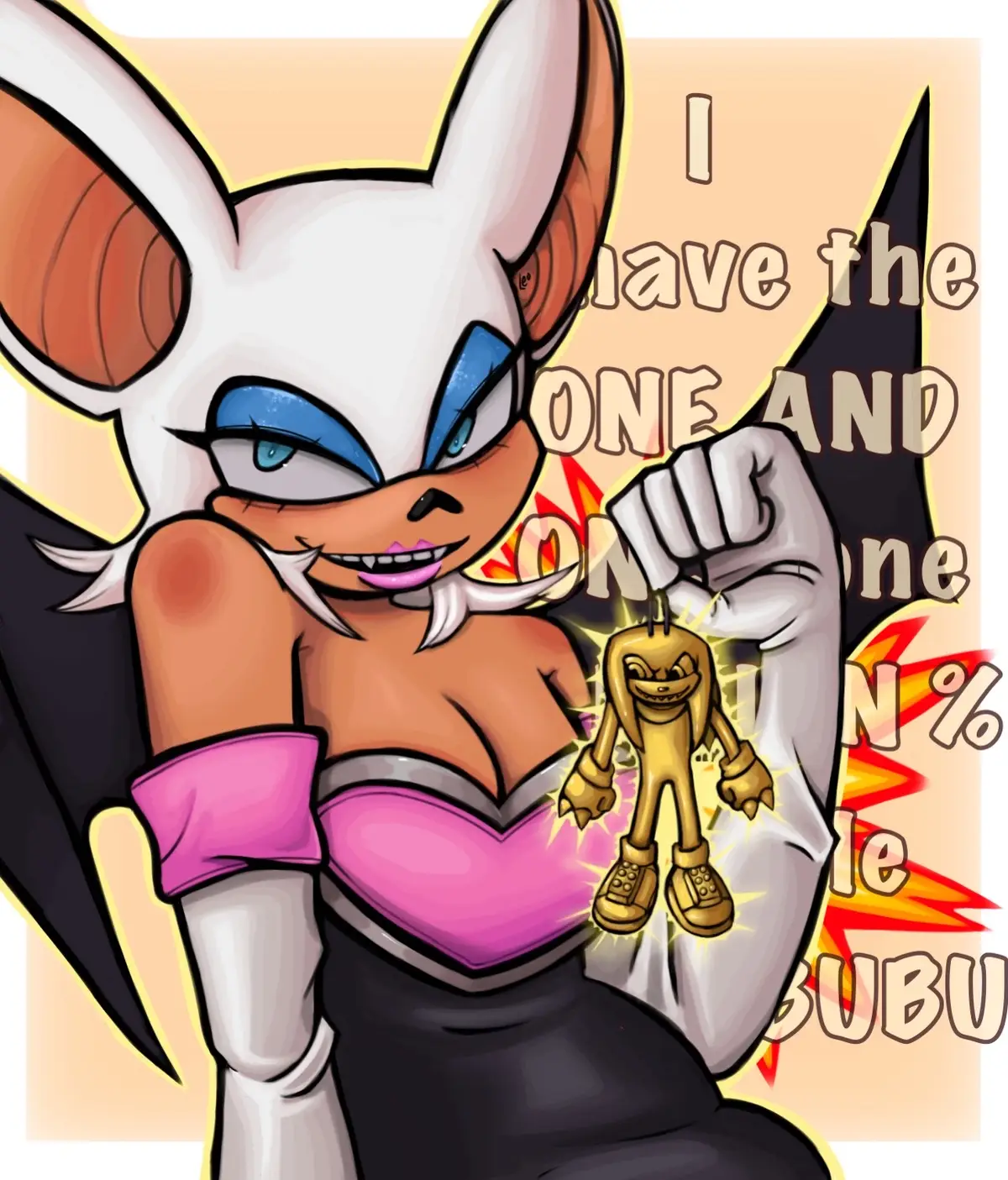absolutely horrendous timing, but I finished this art peice! #sonic #rougethebat #knucklestheechidna #knuxouge #art #fanart #shipart #labubu #ibispaintx #sonicfanart #sonicart #silly #arttrend #fyp #fypシ #artist #sth 