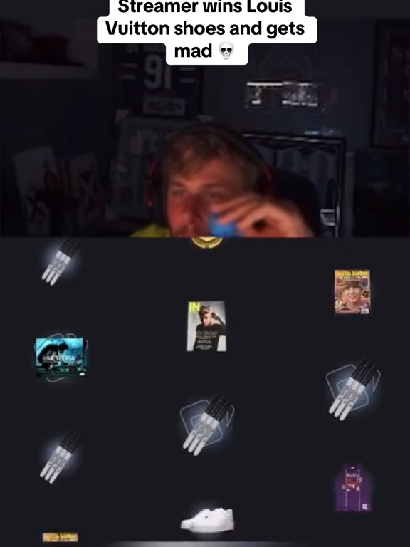 Streamer wins Louis Vuitton shoes and gets mad #epic #kick #fyp #packdraw