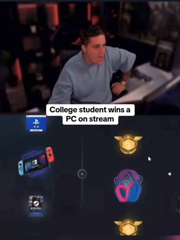 College student wins a PC on stream #kick #epic #packdraw #fyp