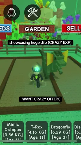 trading huge dilophosours in grow a garden #fyp #roblox #growagarden  