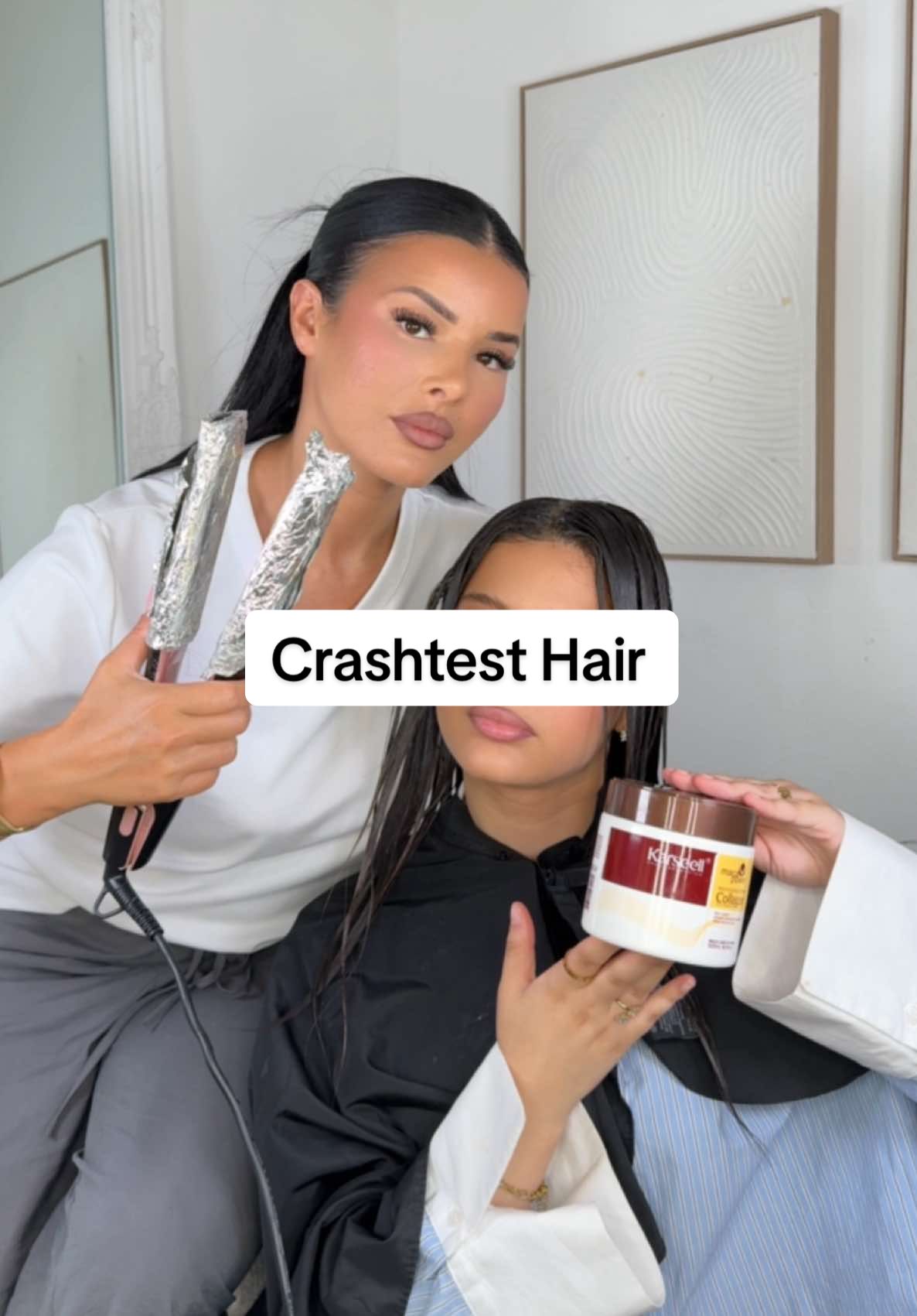 I thought her hair was going to catch fire 😳. OMG, I’m testing that famous mask that’s causing a stir on TikTok !!! @kab  #karseell #crashtest #ASMR #hair #hairstyle 