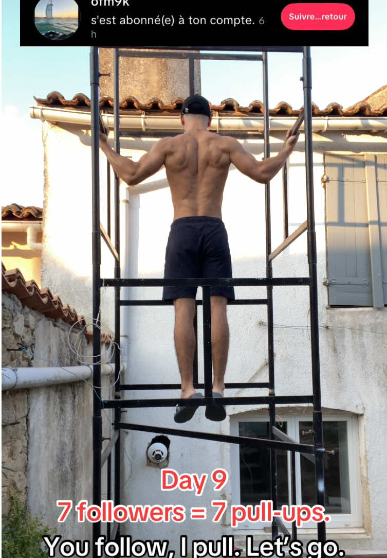 Day 9. 7 followers = 7 pull-ups. You follow, I pull. Let’s go. 💪🔥 #gym #Motivation #StreetWorkout #NoExcuse 
