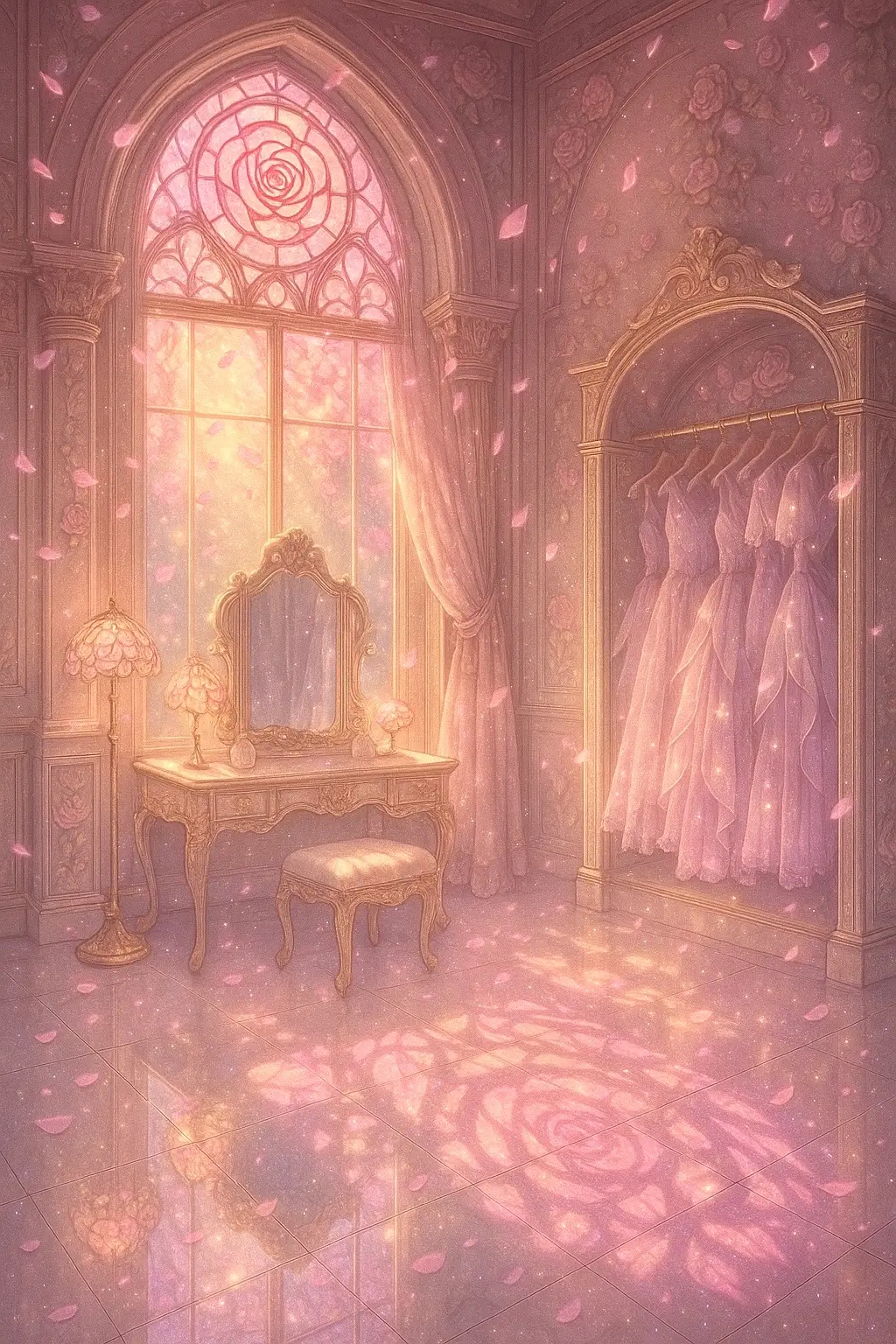 今回は最近ハマってる質感で作ってみたよ💕この夢のようなお部屋がすごくすき🫶🏻︎🩵🫧 #お部屋 #room #プリンセス #AI #Princess #お城 #花 