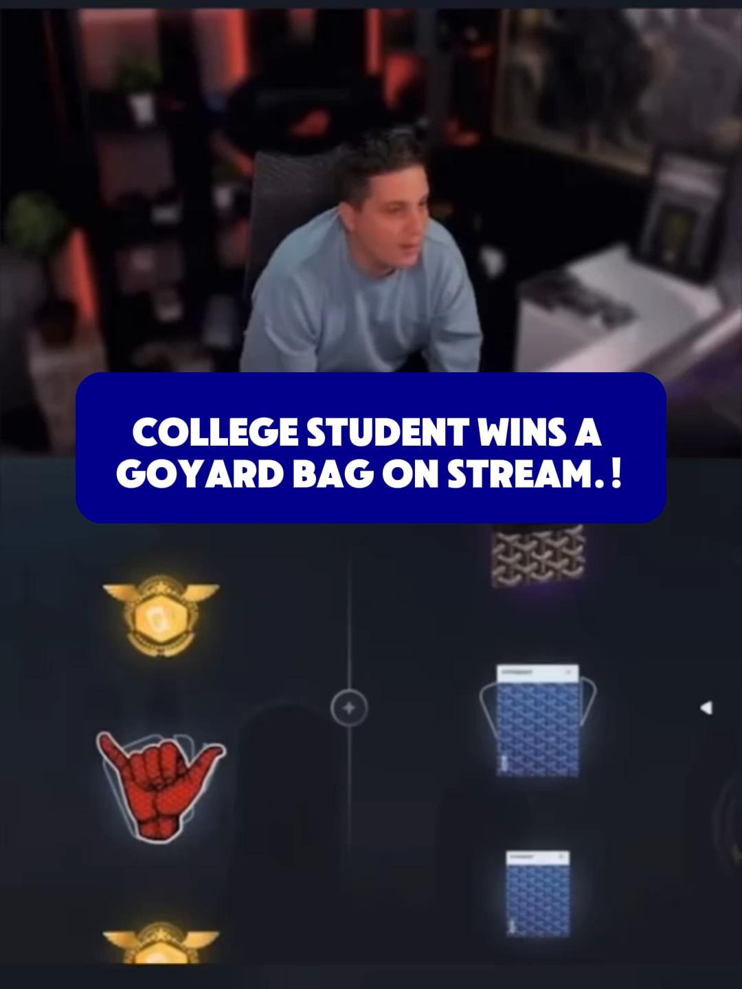 COLLEGE STUDENT WINS  A GOYARD BAG ON STREAM..! #packdraw #fyp #paratii