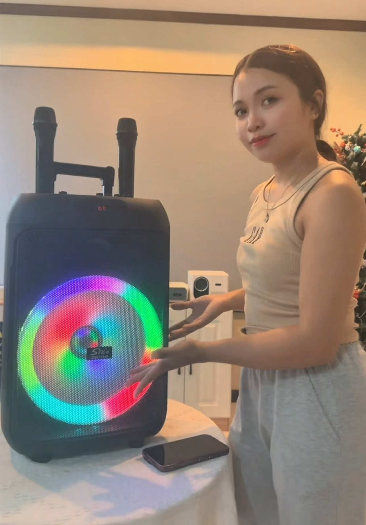 Looking for heavy duty speaker with RGB lights ? #speaker #bluetoothspeaker #rgblights #microphone #heavyduty #amplifier #audio #fyp #superbass #portablemicrophone 