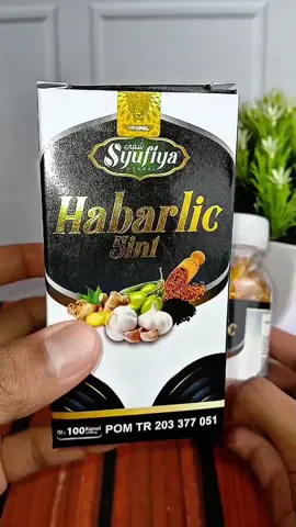 Habarlic 5 ini 1 ramuan herbal untuk kesehatan, habbatussauda suplemen, habbatussauda dan jahe, garlic rempah. Komposisi : habbatussauda, bawang putih, rimpang jahe, propolis, minyak zaitun. Sudah BPOM dan HALAL.