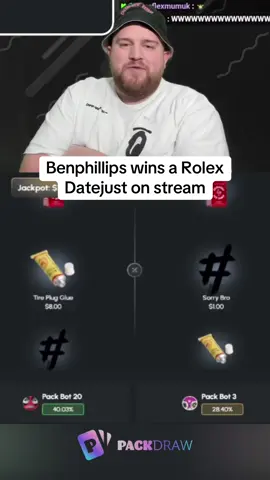 Benphillips wins a Rolex Datejust on stream #kickstreaming 