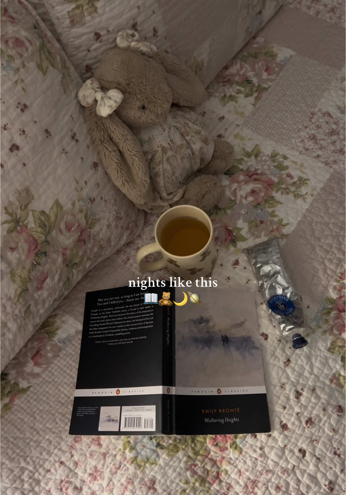 nothing like a facial mask & a good book. #cozynights #wutheringheights #readingatnight #nightroutine #skincare #cinnabon #cosyvibes #nightslikethis 