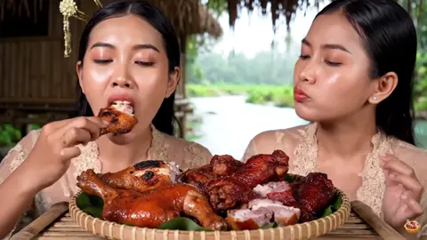 Eating Chicken in countryside Indonesia #eating 