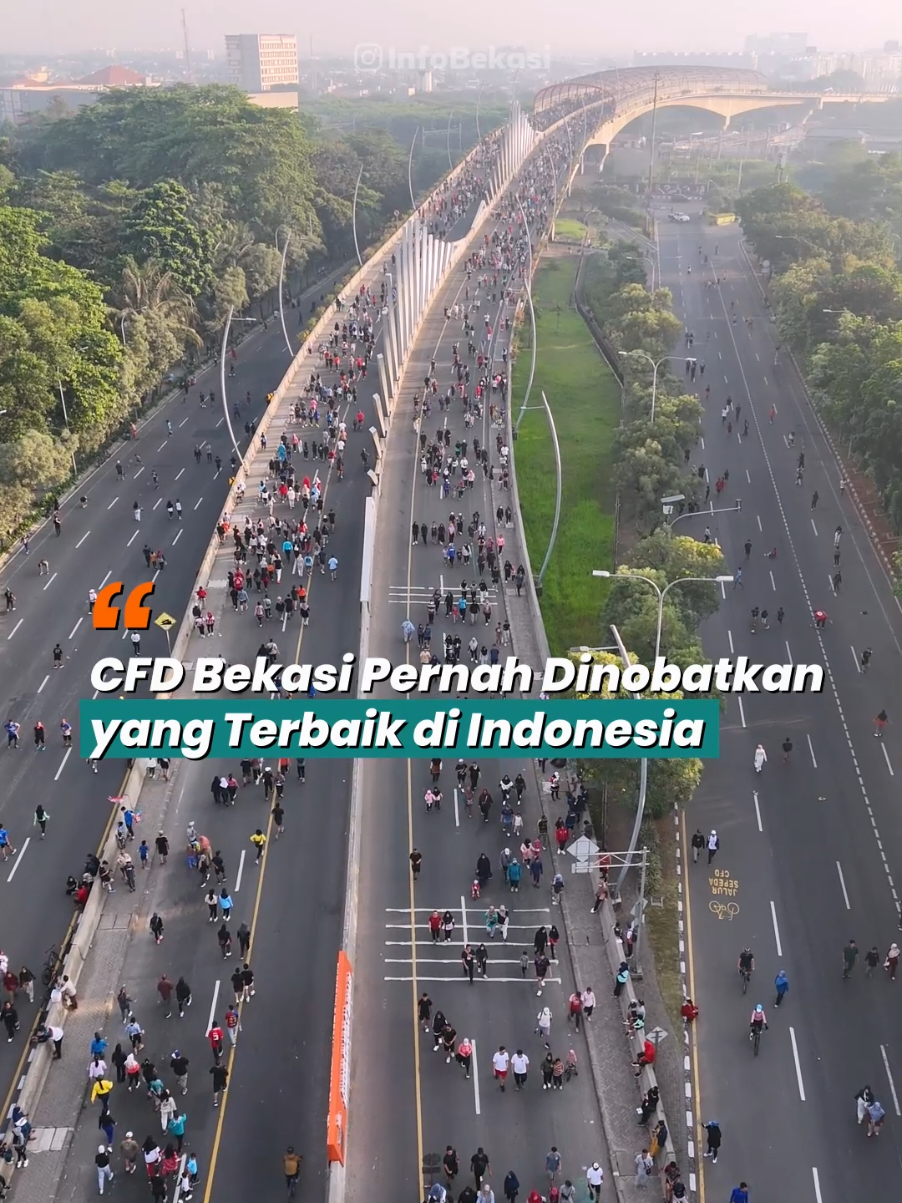 Pada 2017 lalu, CFD Kota Bekasi dinobatkan yang terbaik. Salah satu indikatornya ada jalur khusus sepeda yang diterapkan secara konsisten #infobekasi