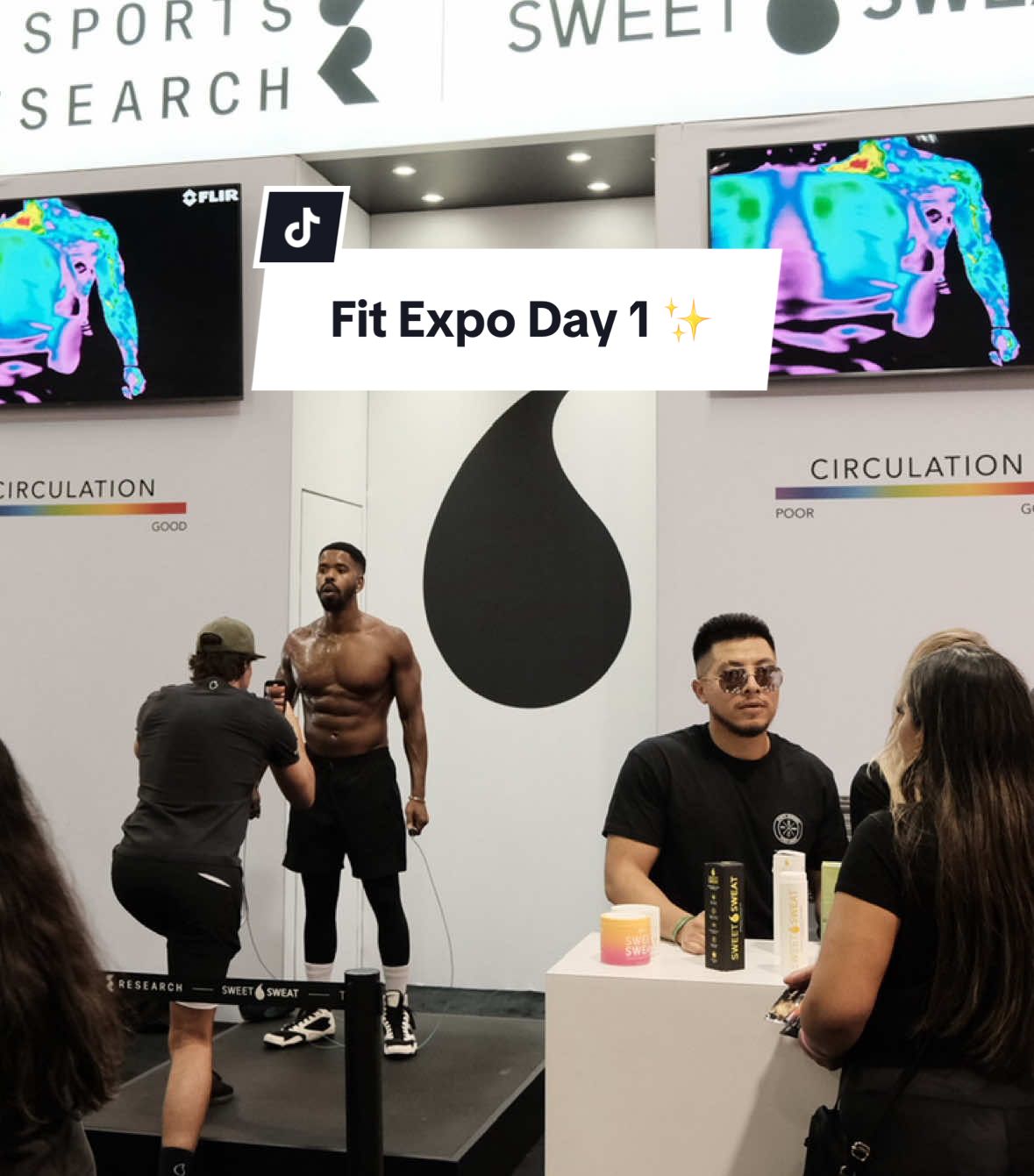 That’s a wrap on Day 1 at Anaheim Fit Expo! We’re just getting started — pull up tomorrow for more sweat, samples, and the best vibes 💦✨ #SweetSweat #FitExpo