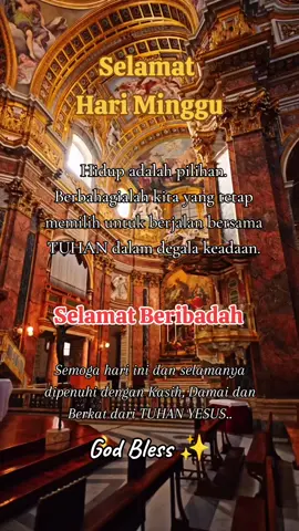 SELAMAT HARI MINGGU Selamat Beribadah Semoga hari ini dan selamanya dipenuhi dengan Kasih, Damai dan Berkat dari TUHAN YESUS.. GOD BLESS 🕊️🙏 #selamathariminggu #selamatberibadah #utslahrohmuyatuhan #katolik #motivasirohani #rohanikatolik  #motivasirohanikristen #rohani_kristen #pujituhan #tuhanyesusbaik #godbless #aleluya #amen #tiktok #tiktokrohani #fyp #rumputliar_63 #jhoniemoniaga #capcut 