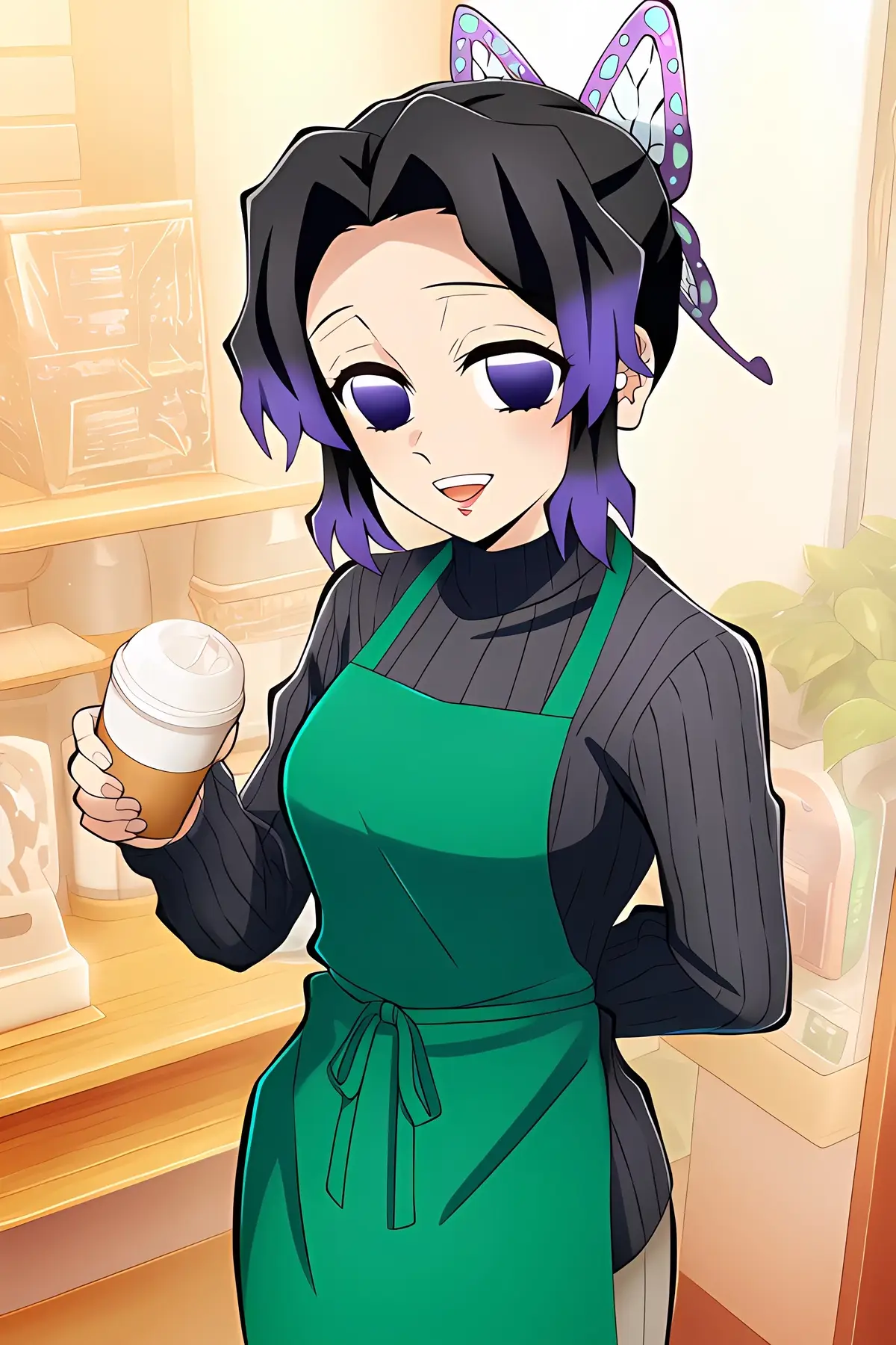 Shinobu, Kanao, Kanae, and Mitsuri are once again warmly welcoming many guests with smiles today ☕️ #damonslayer #胡蝶しのぶ #甘露寺蜜璃 #つゆりカナヲ 